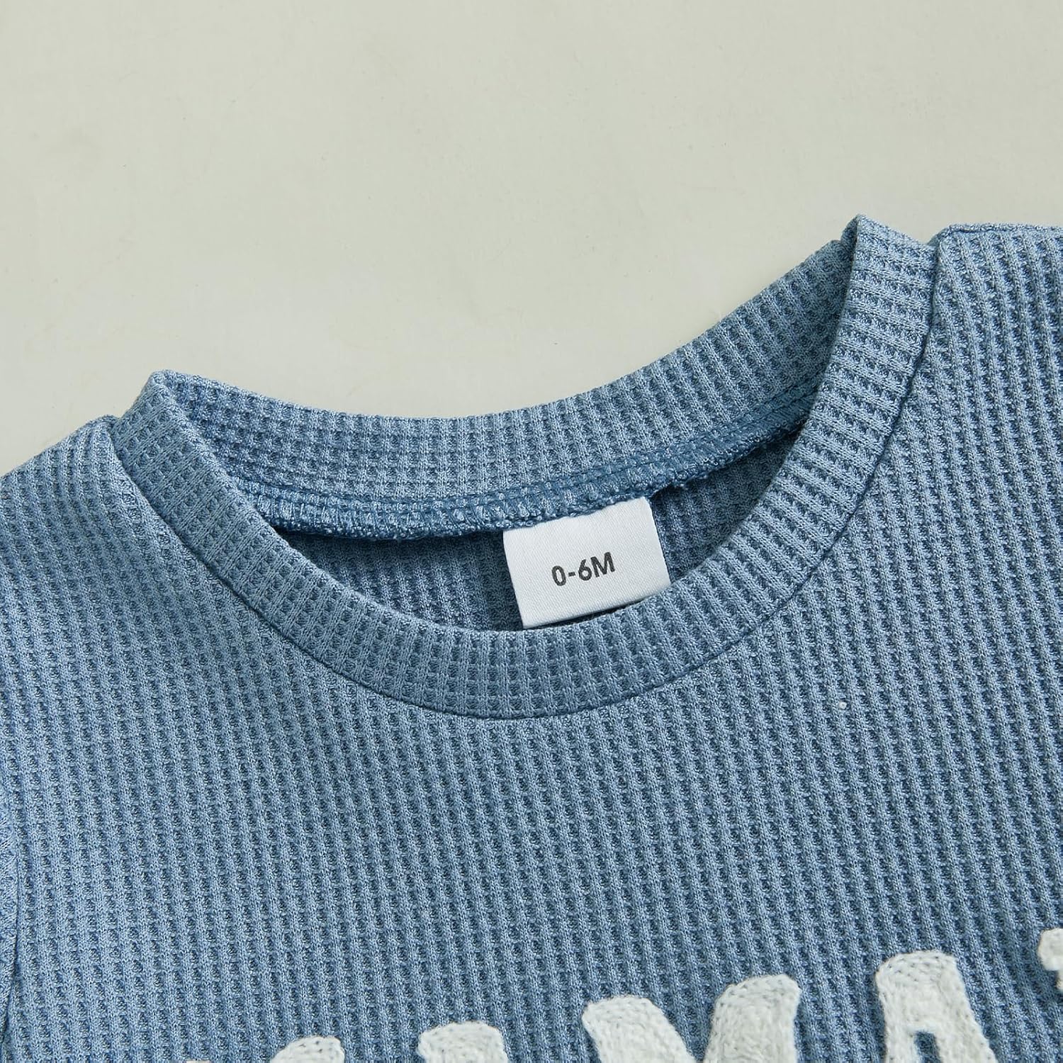 allshope Baby Boy Summer Outfit Set Letter Embroidery Short Sleeve T Shirt Solid Shorts Waffle Knit Clothes 6 12 18 24 Months - Image 4