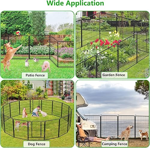 Miniatura 5 de Paneles decorativos de metal para valla de jardín con puerta, 32 pulgadas de alto x 30 pies de largo, cerca para el patio trasero, valla de patio al