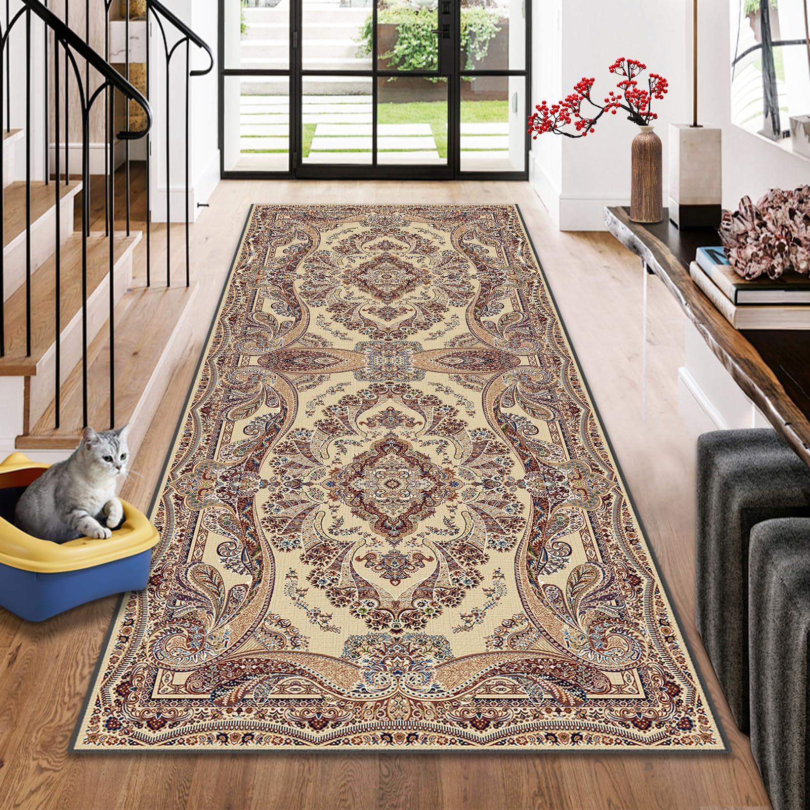 Carpet Runners for Hallways Non Slip Long Custom Kitchen Runner Mat large Machine Washable Kitch Carpets Protectors Floor Mats Hallway Hall Runner Narrow Rugs for Entryway Area Bedroom 40 x 60 cm