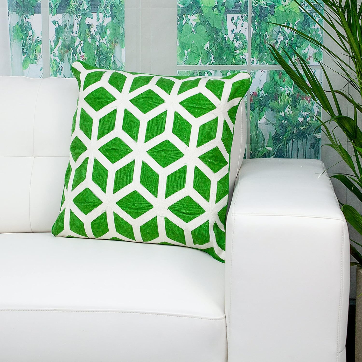 Parkland Collection Panna Green and White 20" x 20" Throw Pillow