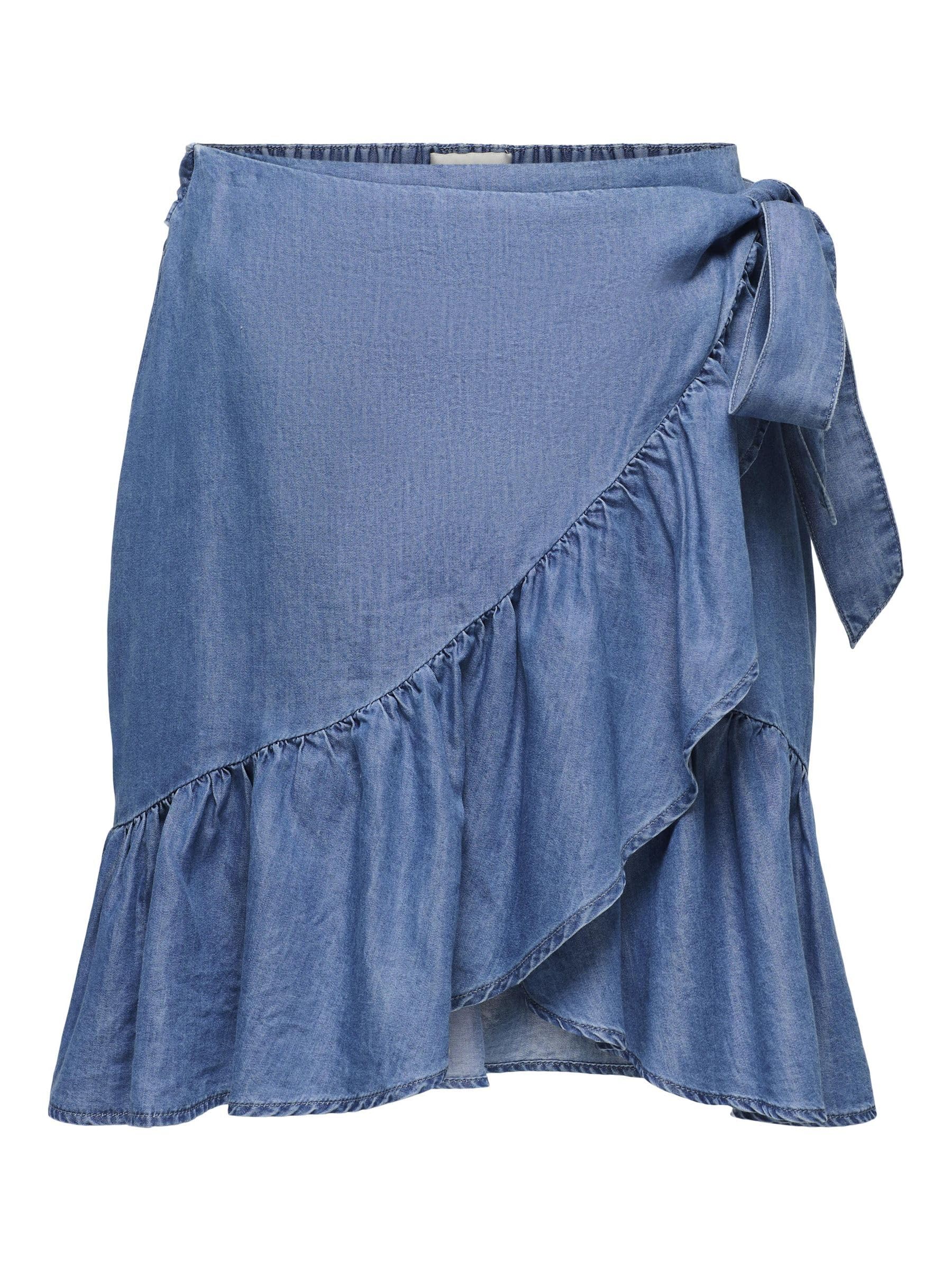 ONLY Women's Onlbea Sofia Wrap DNM Skirt Bj, Medium Blue (Medium Blue Denim), S