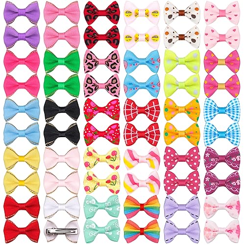 YAKA 60 unidades / 30 pares de lazos para el pelo con pinzas para el pelo hechos a mano Accesorios para el pelo Productos de aseo para mascotas (60