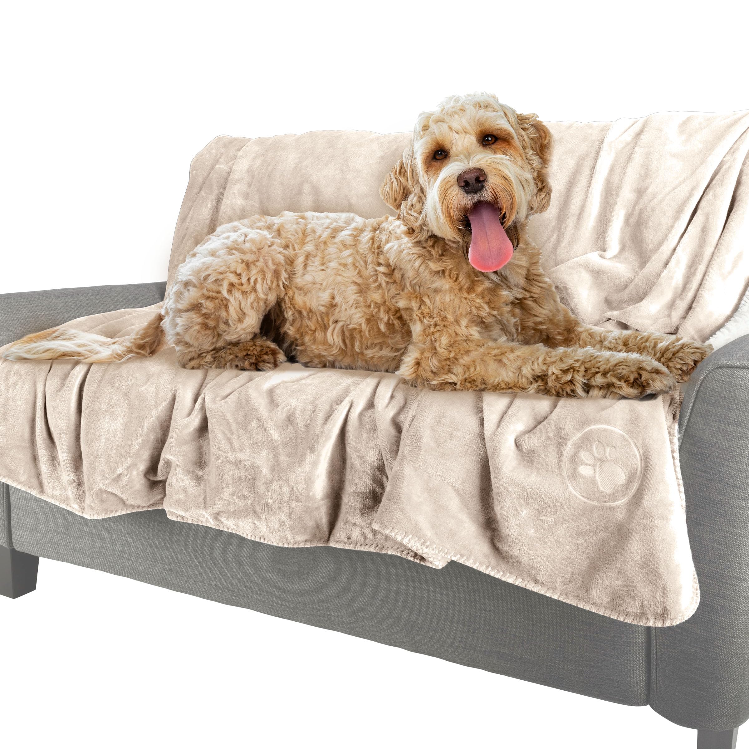 PETMAKER Dog Blanket - 80x100in Reversible Sherpa Blanket - Throw Blankets for Bed, Couch, Crate or Car - Machine Washable Puppy Essentials (Cream)