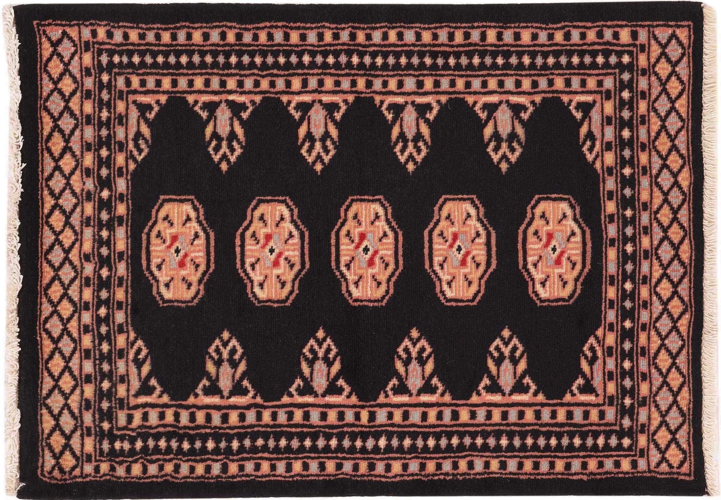 Tapis Pakistan Buchara noir 60x90 idéal pour entrée ou bureau