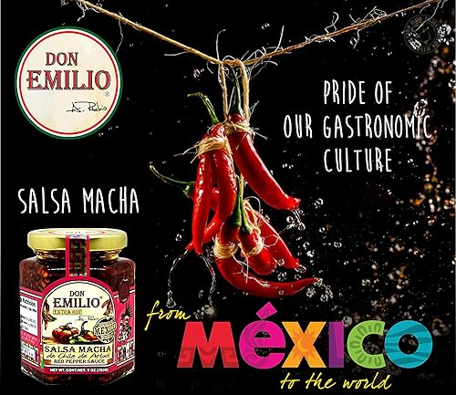 Miniatura 4 de Don Emilio Salsa Macha de chile picante (9 onzas) (paquete de 1) | Keto, Vegano | Crujiente, Hormigueo | Picante, Sabroso | Pimiento rojo, Chile