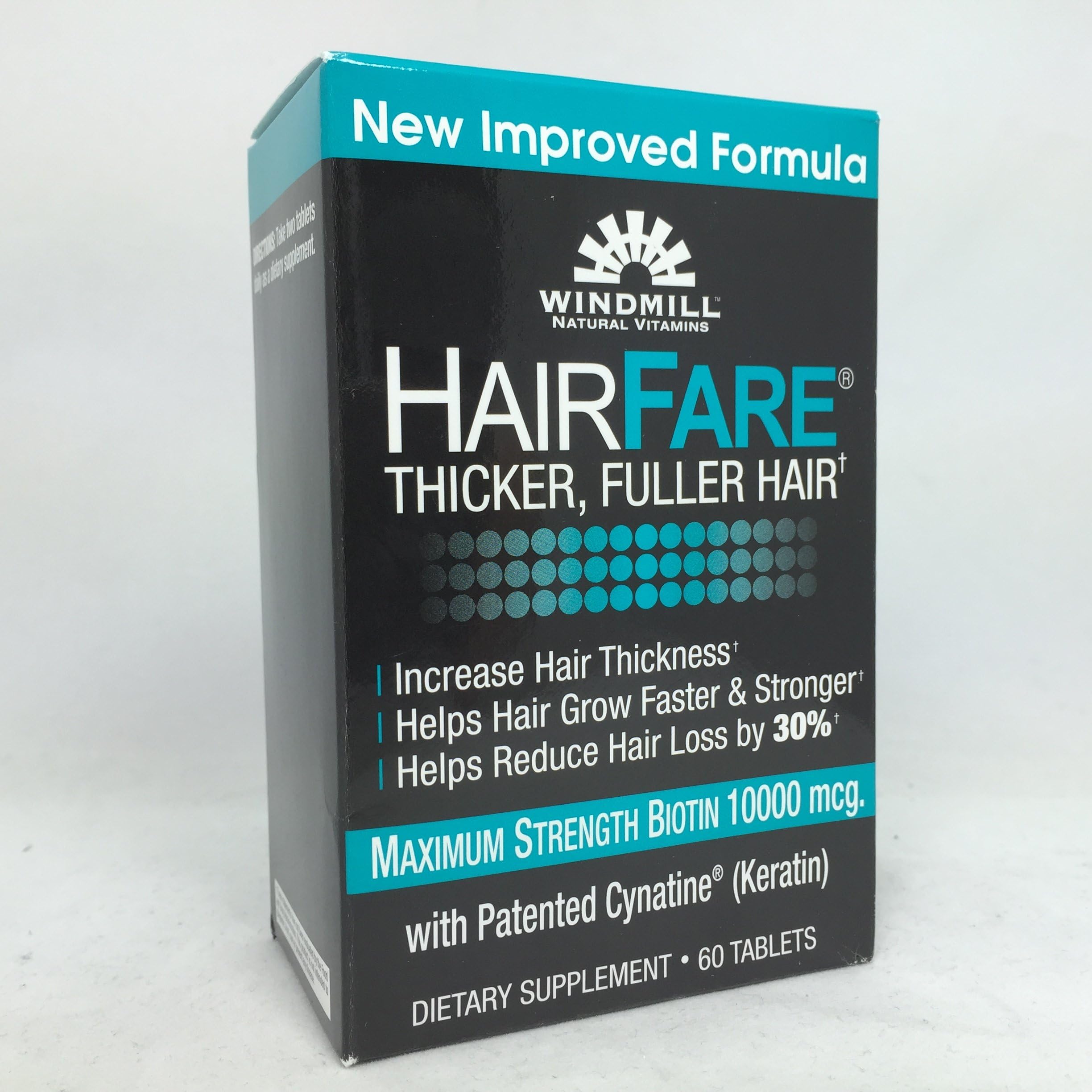 Windmill Hair Fare Biotin 10000 mcg, 60 Tablets Per Box (2 Boxes)