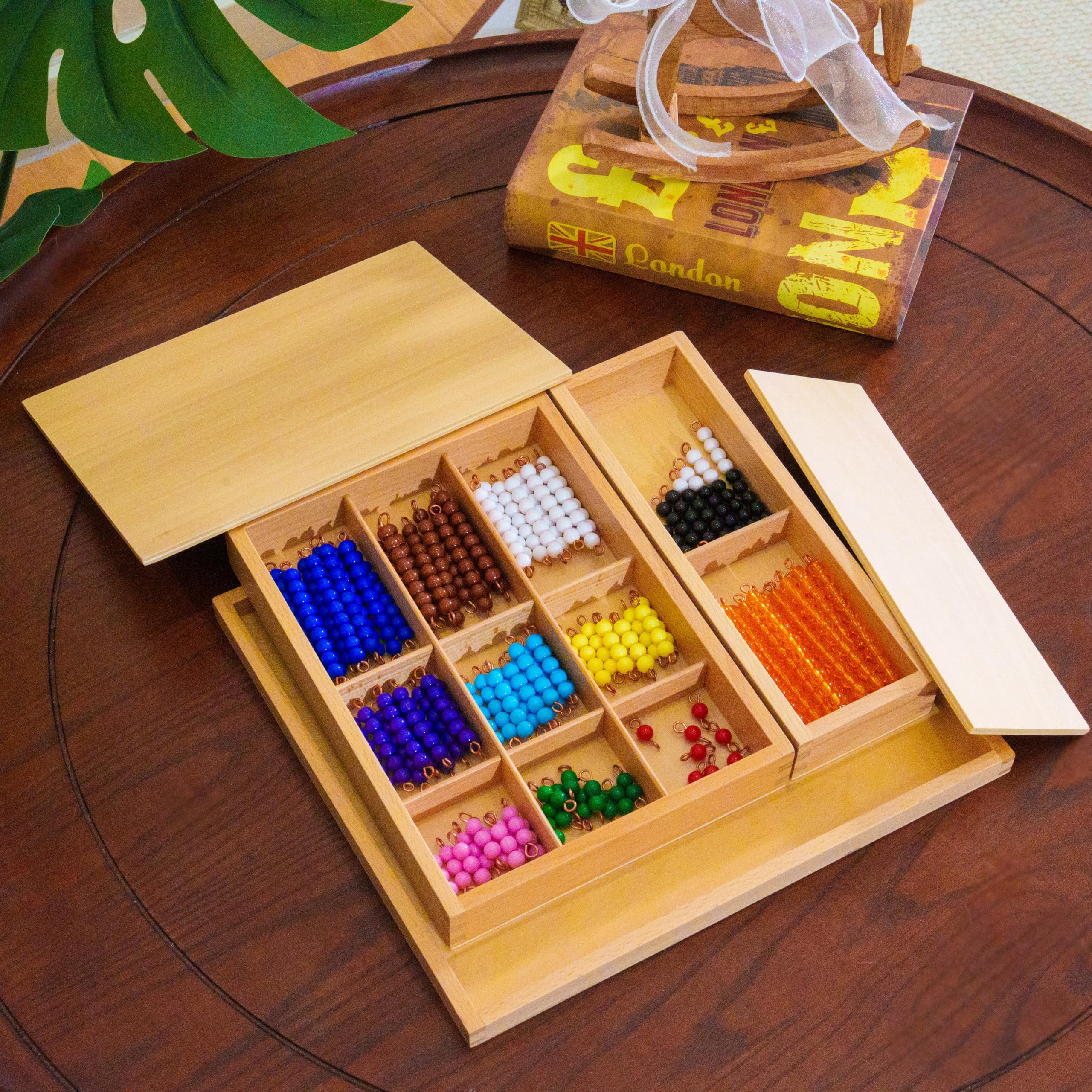 Premium Montessori Mathematik-Set 3 – 12-in-1 Komplettset für 3-12 Jahre mit Stempelspiel, Perlenbrettern, Schlangenspielen & Uhr, Mathe-Material für Homeschool & Klassenzimmer (Math Series Kit 3)