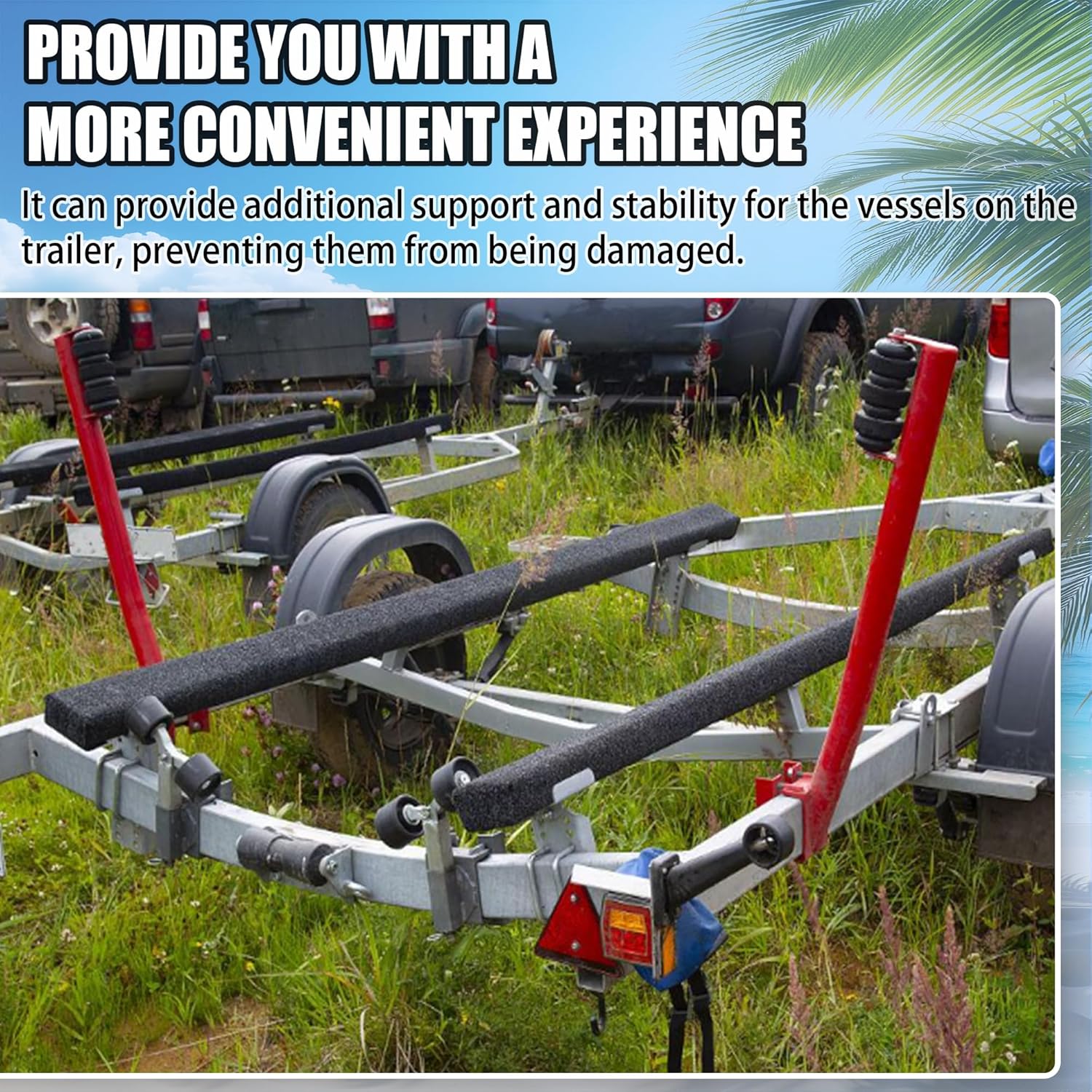 2PCS 2" X 4" X 4' Boat Trailer Bunk Boards, Carpeted Boat Trailer Bunks with Soft Carpet & Marine Grade Lumbed, Boat Trailer Guides Protect Boat During Towing, Black