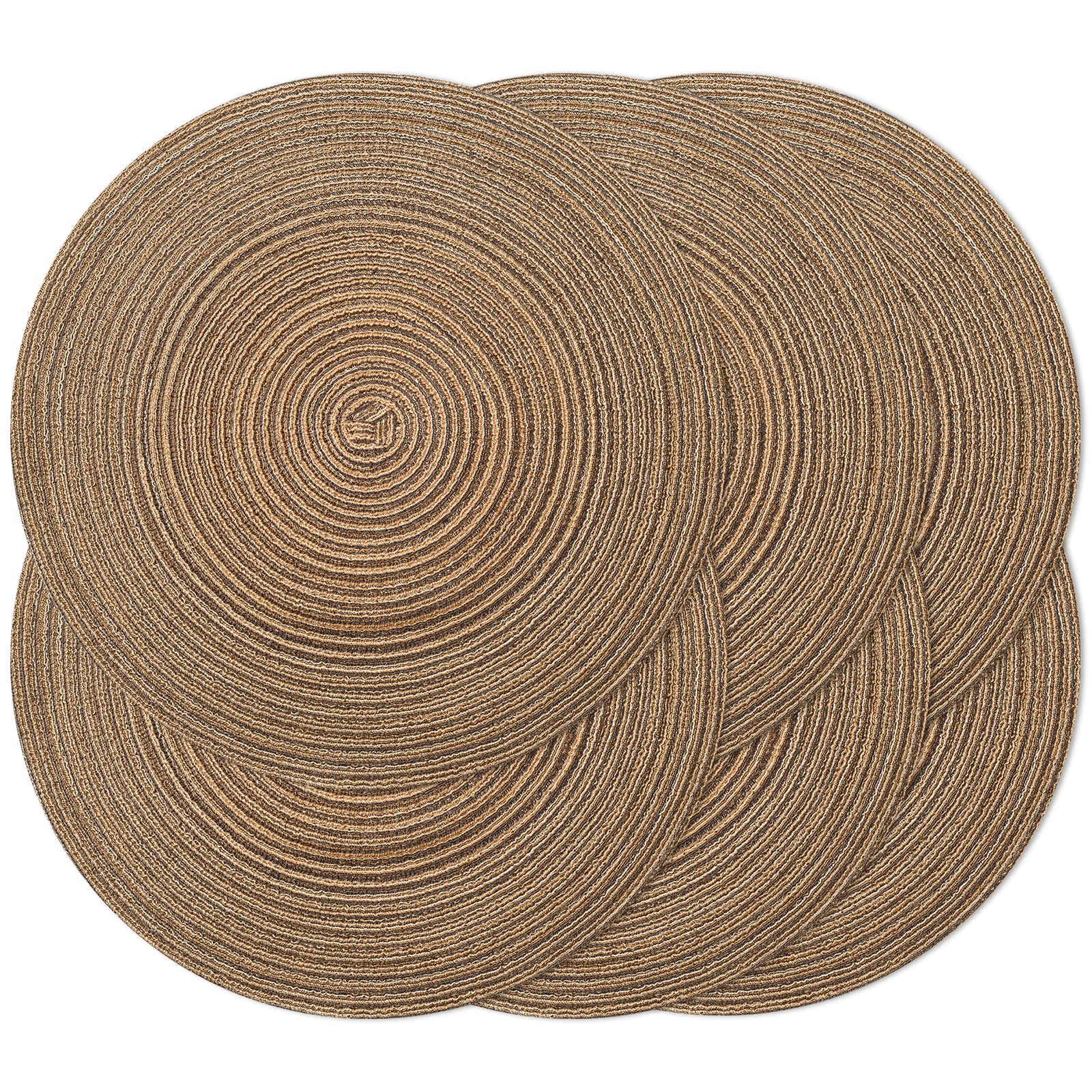 Round Braided Placemats 15 Inch Round Table Mats for Dining Tables Natural Woven Heat Resistant Place mats Set of 6 (Round Brown)