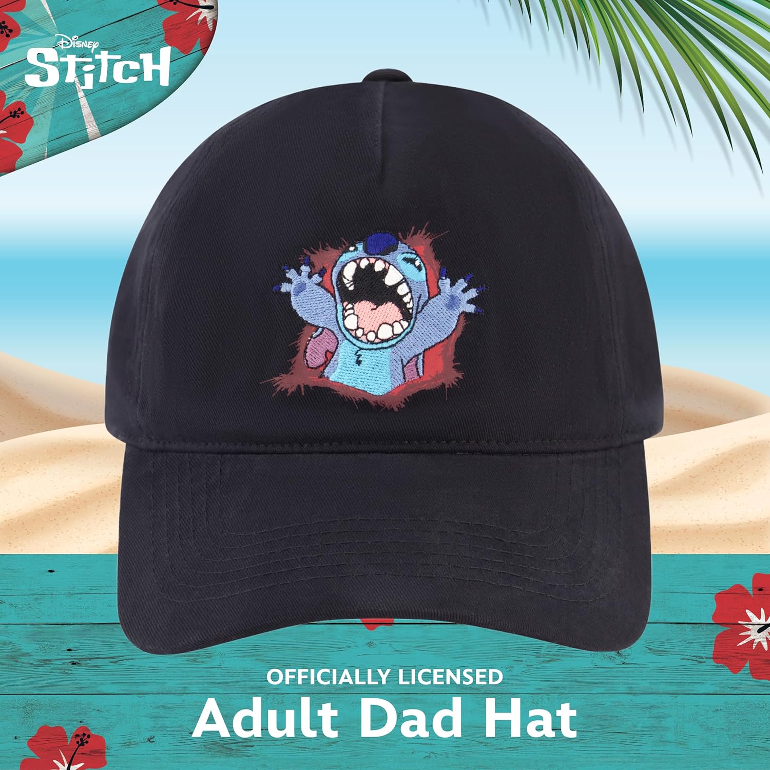Disney Lilo and Stitch Dad Hat, Adult Baseball Cap with Curved Brim Black - Image 2