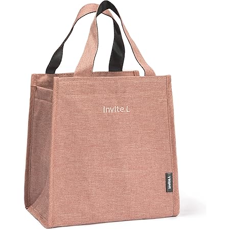 Amazon 保冷バッグ ファスナー付きランチバッグ 軽くてコンパクトなトートバッグ 保温バッグ ピンク ランチバッグ ランチ巾着 ランチベルト オンライン通販