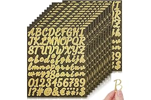 912 Count Waterproof Gold Glitter Small Letter Stickers