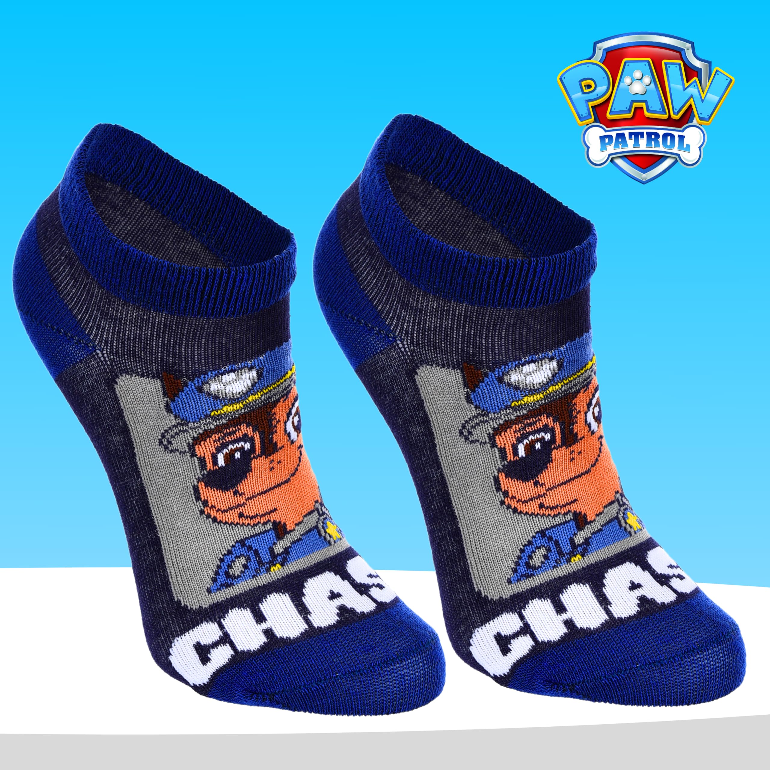 Paw Patrol Lot de 6 paires de chaussettes courtes invisibles en coton, cadeau pour enfants, tailles EU 23 à 34