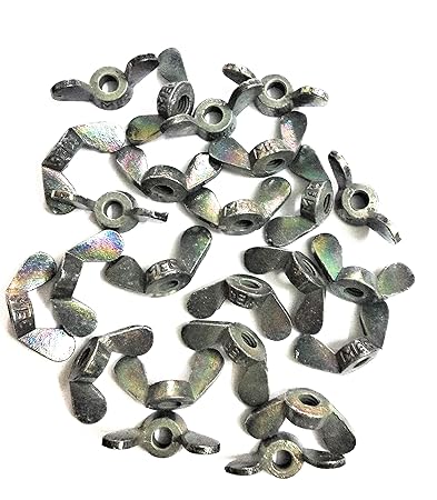 MEC 8mmx1.25-25Pieces Butterfly Wing Nut with 40mm Width Screw Nut Cast Iron Olive Green Zinc Plating