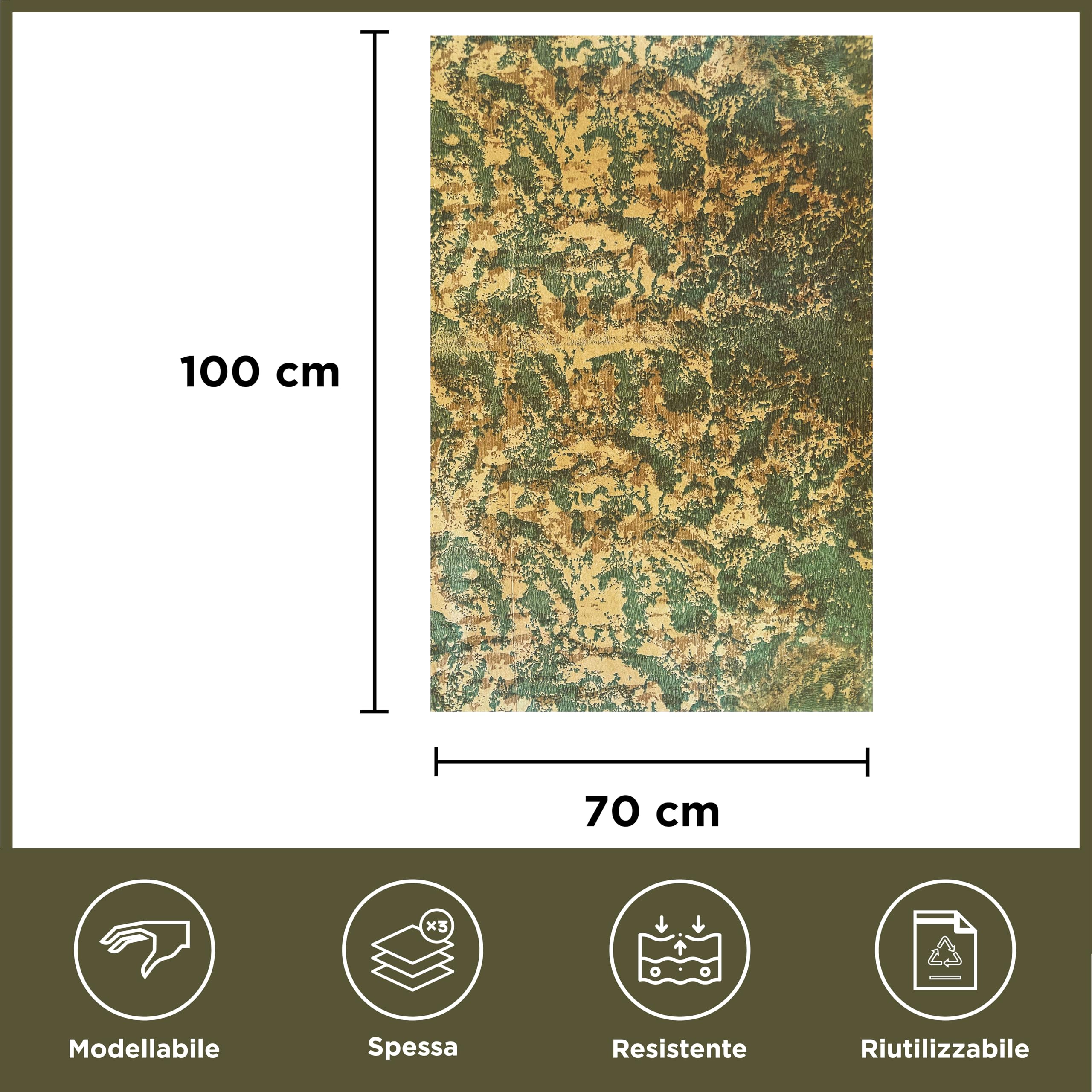 4 Feuilles Papier Pour Crèche - 100x70 Cm - Effet Camouflage Froissé - Décor Nature