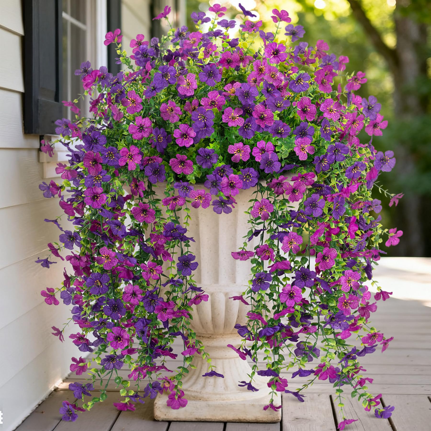 1 piece Fake Artificial Hanging Flowers for Outdoors Decoration, Faux UV Resistant Artificial Outdoor Flowers, Fake Plants Look Real Daisy No Fade Spring Decor for Porch Home Patio Balcony and Yard