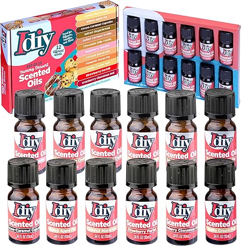 Yummy - Aceites perfumados de postre (paquete de 12) – X grande de 0.3 fl oz (0.34 onzas), incluye botellas de aceite de fragancia natural para