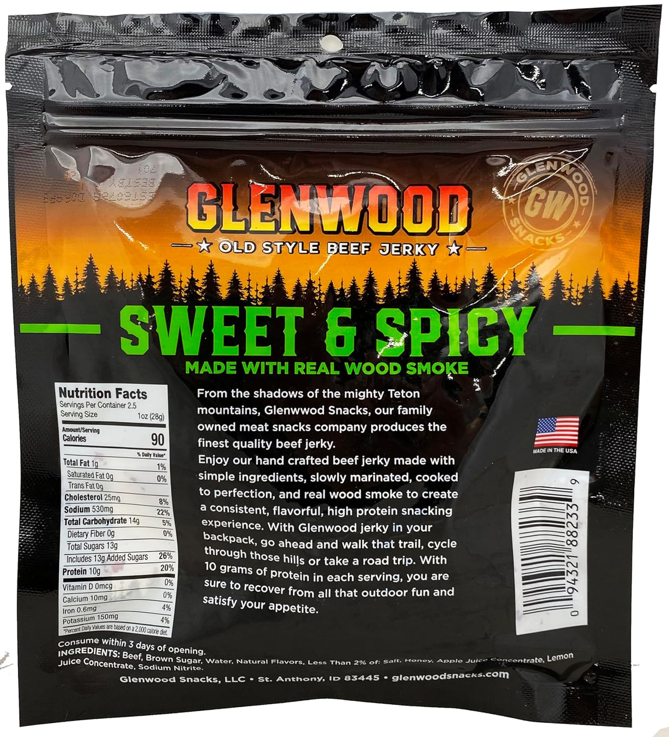 Glenwood Beef Jerky Variety Pack Sweet and Spicy Tender Beef Jerky Sampler Pack of 6, High-Protein Snack, Made in the USA