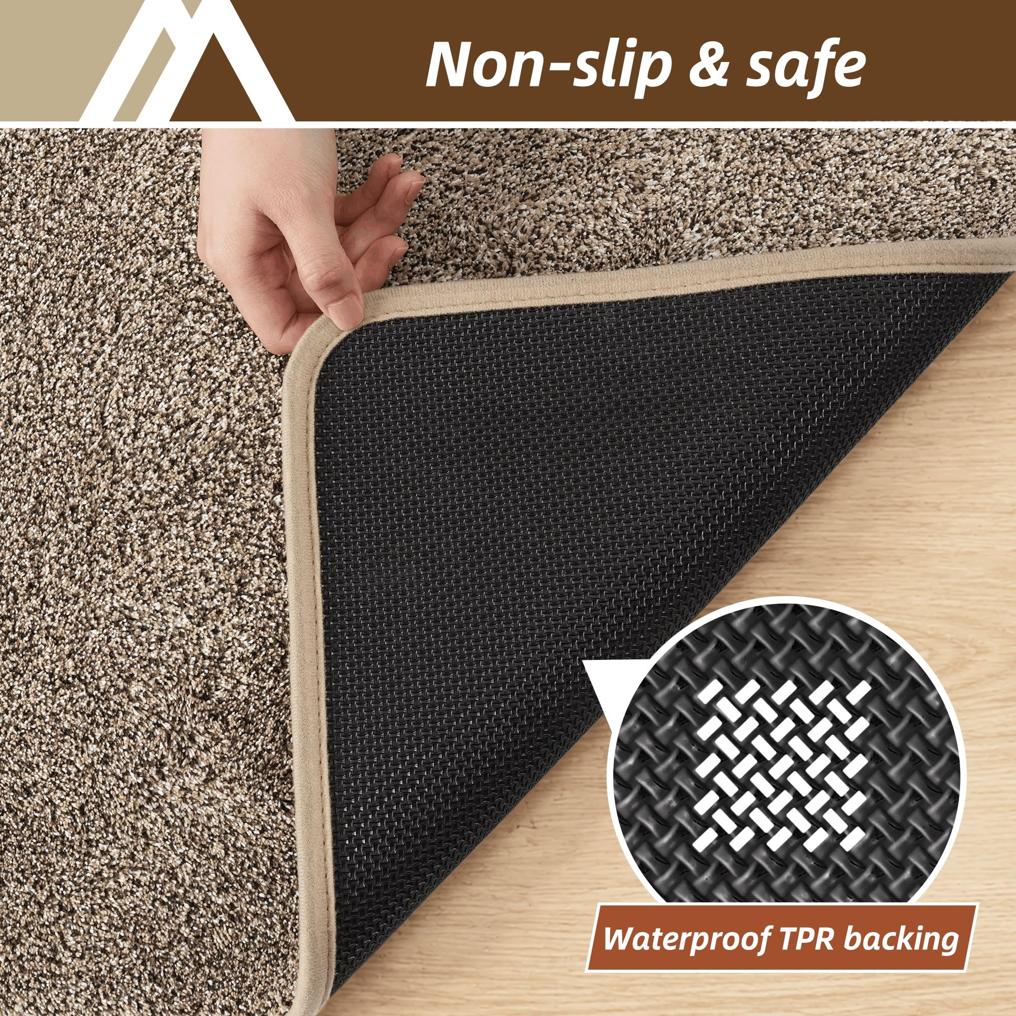 COSY HOMEER Felpudo interior 90 x 150 cm, suave, absorbente y antimanchas, antideslizante, perfil bajo, lavable a máquina, para puerta trasera, entrada, pasillo, cocina, color beige