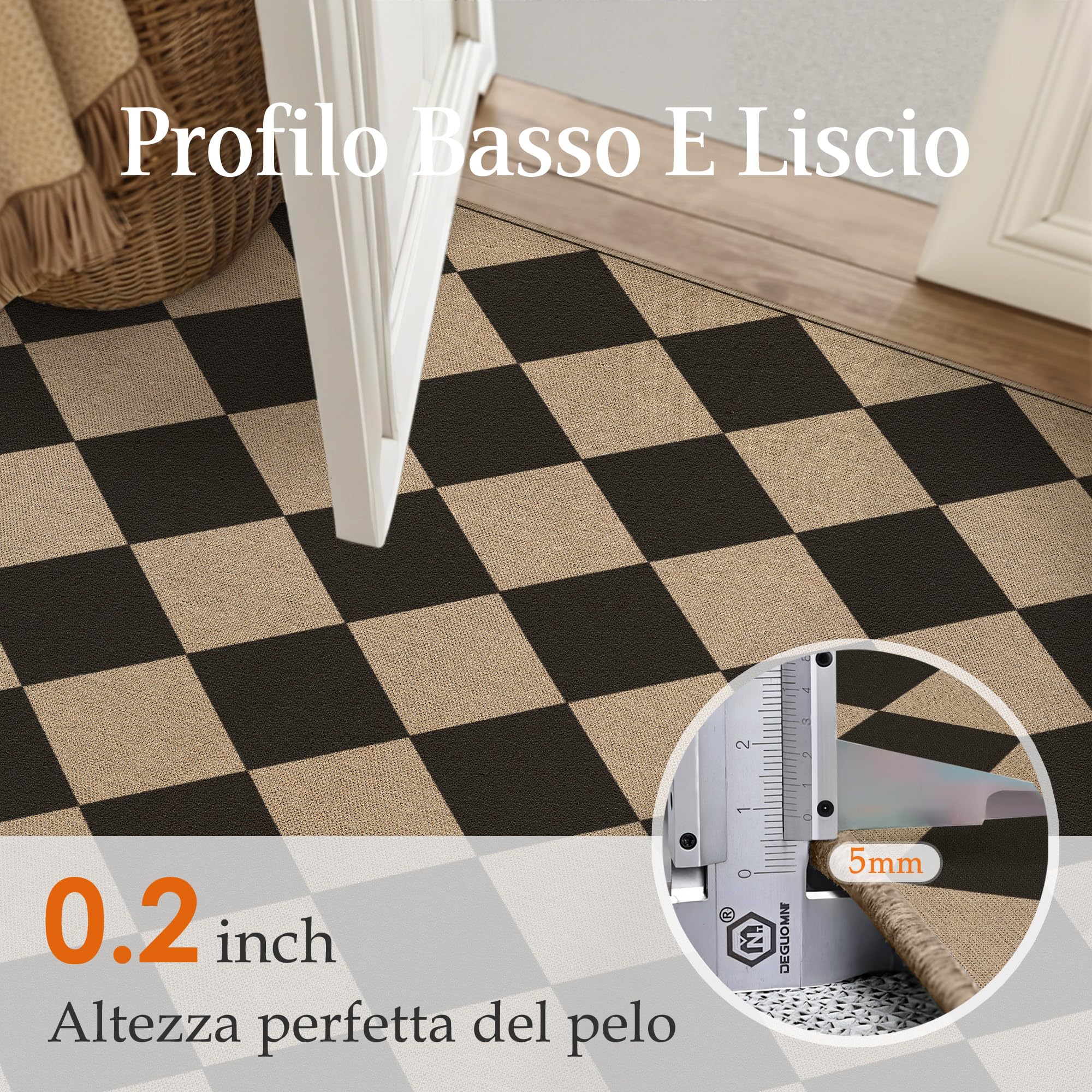PureCozy Tappeto da Esterno Salotto 140x200cm Lavabile Antiscivolo Tapette Marrone Nero Tappeti Juta Simil Carpet Camera da Letto Giardino Balcone Terrazza Impermeabile Rug