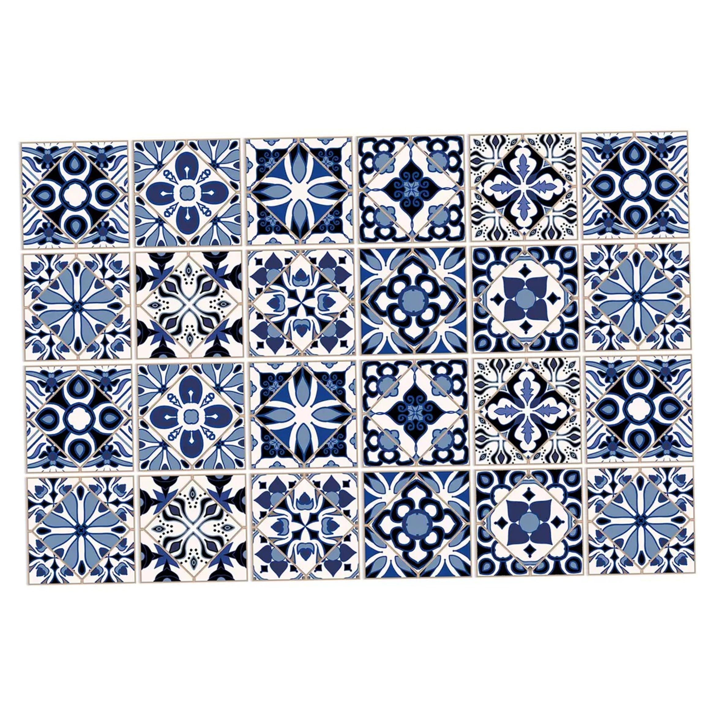 24pcs Tile Stickers, Waterproof PVC Peel and Stick Tile Decals - European Mandala PVC Stick On Tiles, 5.91x5.91 Inch