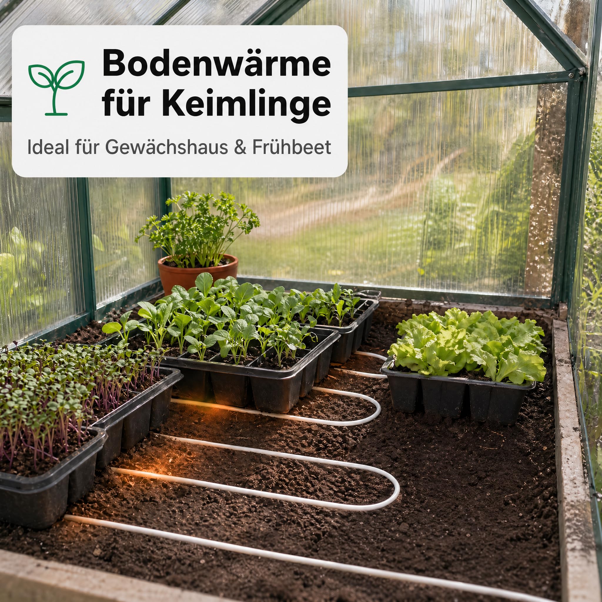Pondlife Heizkabel 12 m, Teichheizung mit 150 W, IP68 wasserdicht, doppelte Silikon-Isolierung, Eisfreihalter für Gartenteich und Bodenwärme im Gewächshaus, Schuko-Stecker