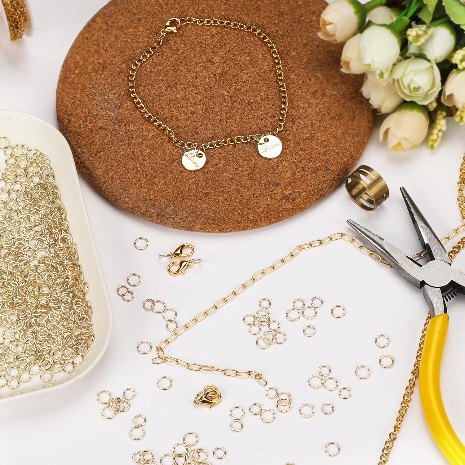 4MM 1000PCS 14K Gold Jump Rings for Jewelry Making Non Tarnish Small Open Gold Filled Jump Rings for Necklace Earrings Bracelet Key Chains and DIY Craft - Image 8