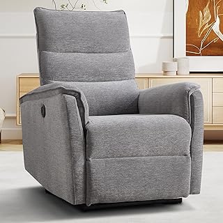 EBELLO Elektrischer Relaxsessel Fernsehsessel mit Liegefunktion Liegesessel Wohnzimmer TV Sessel, bis 150 kg Belastbar, Einzelliegesessel für Wohnzimmer, Hellgrau