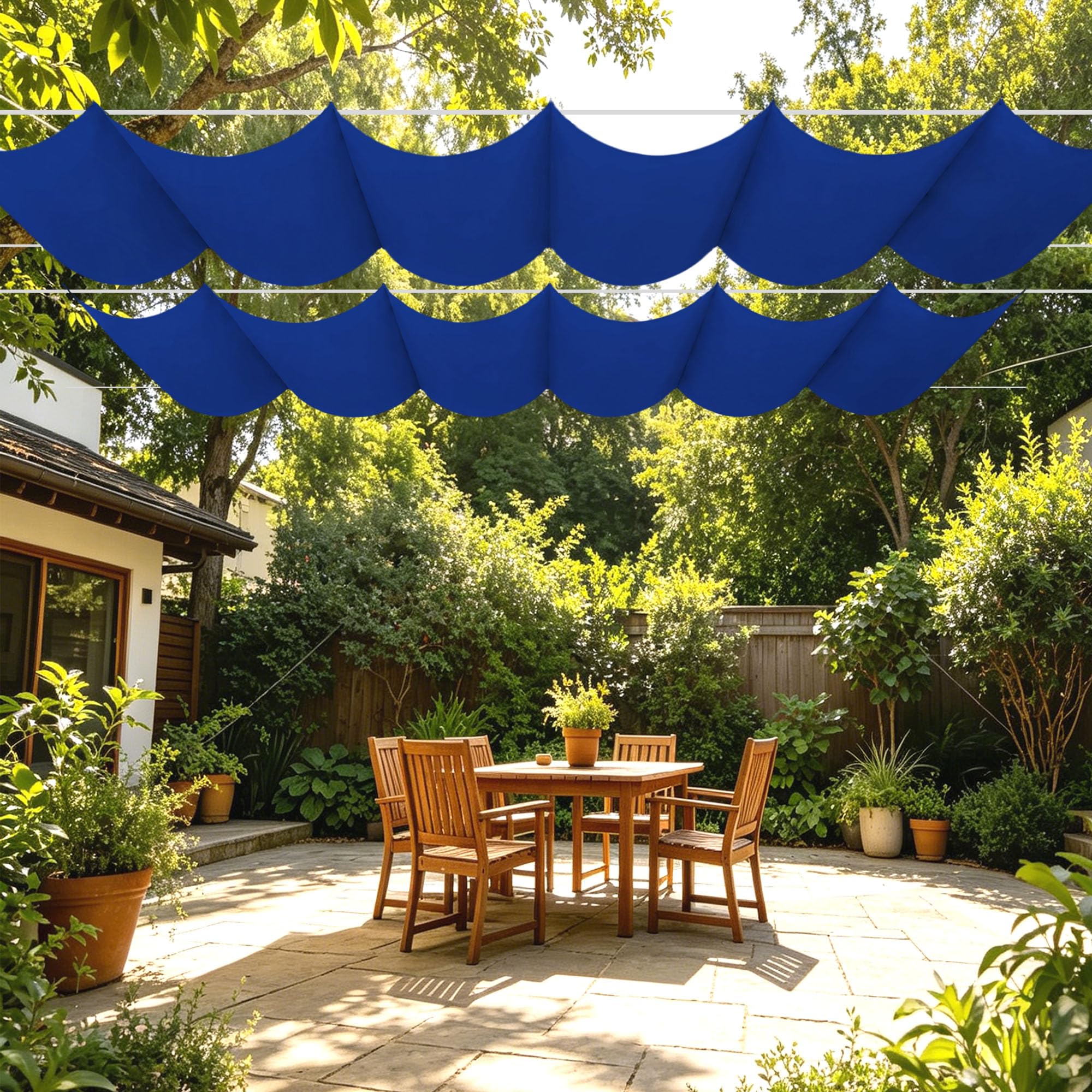 Voile d'ombrage rétractable imperméable pour grand jardin ombragé