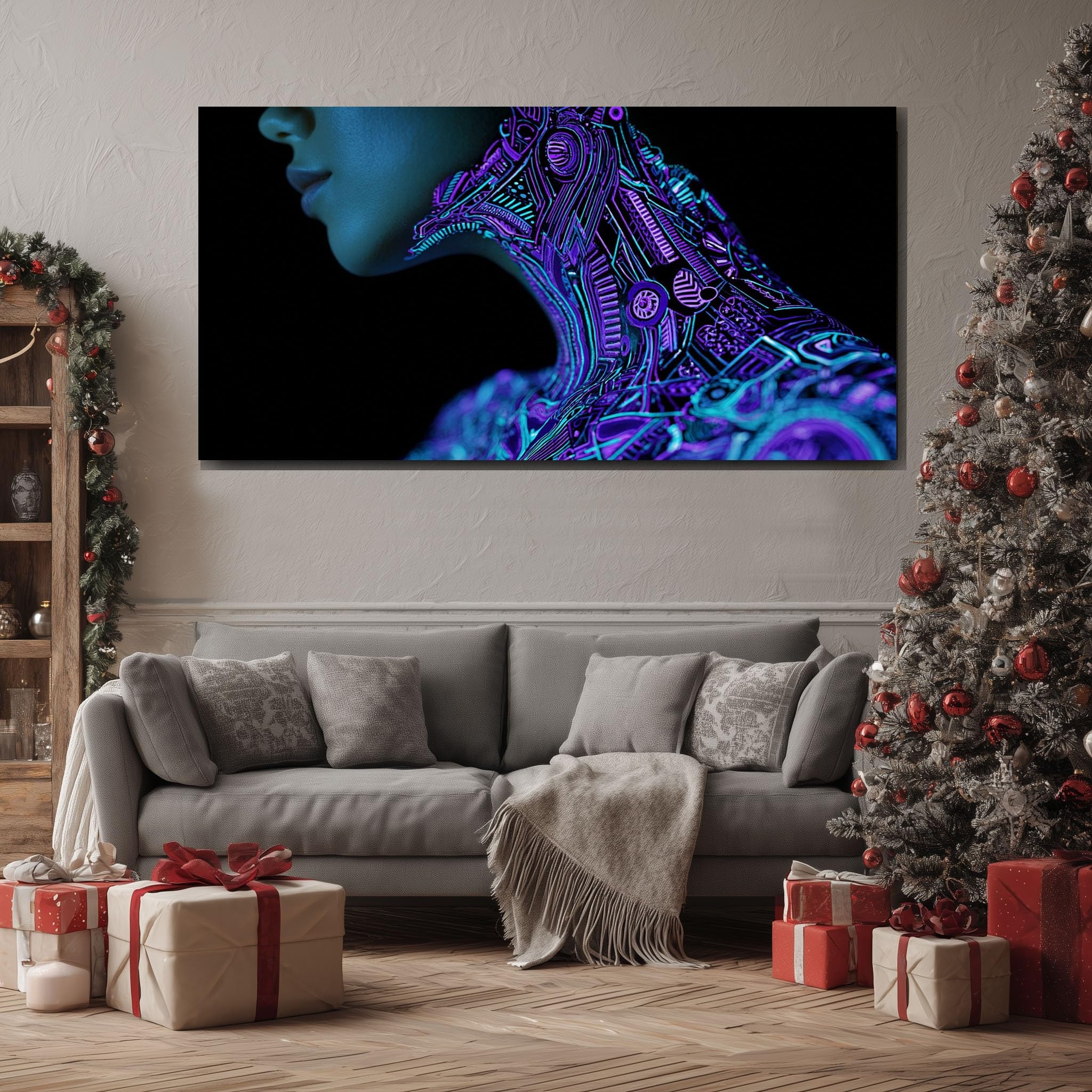 Quadro Moderno Camera da Letto Profilo di fantascienza Decorazione Murale Codice digitale Stampa su Tela Senza Cornice Anatomia moderna Soggiorno Ufficio 70x140 cm