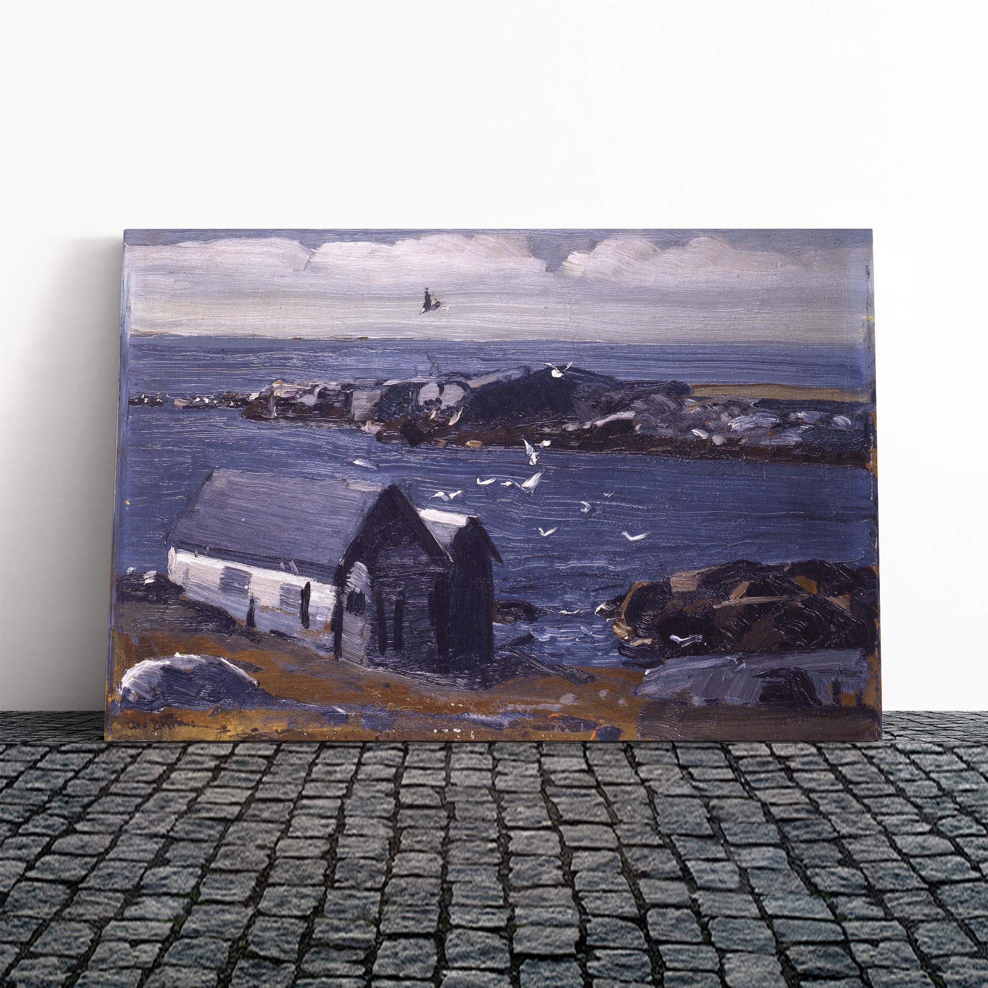 George Bellows The Gulls, Monhegan Canvas Print | Gallery Wrapped 30mm Frame Wall Art | 20x14 inches | Ready to Hang | Contemporary Picture | Living Room Bedroom Lounge Office