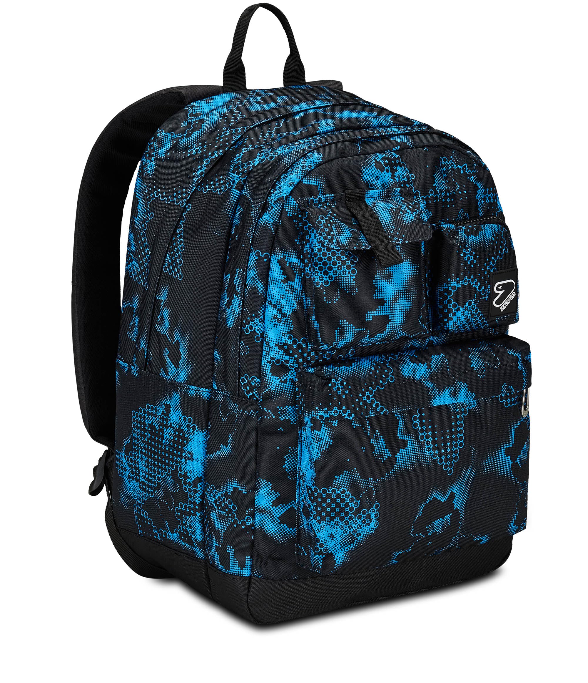 Seven Zaino Scuola Pro XXL Pockets The Double, Blu Nero, Zaino Doppio Scomparto Con Auricolari Earphones Wireless Led, Tasca Porta PC o Tablet e Tasca Porta Borraccia, Zaino Medie Superiori Ragazzo