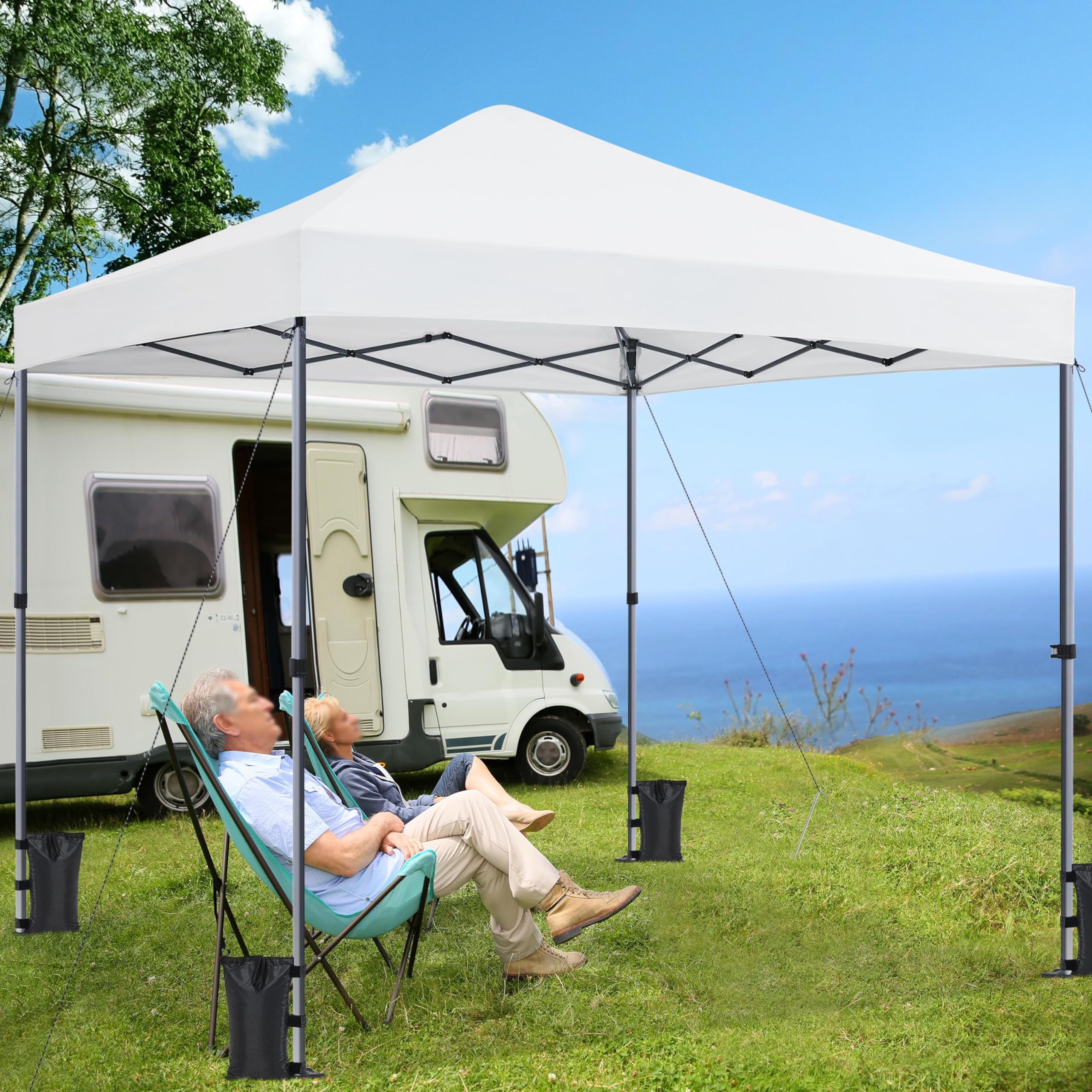 Yaheetech 3x3m Pop Up Pavillon One Push Faltpavillon 170-265 cm H, Weiß | Gartenpavillon Wasserdicht Partyzelt UV-Schutz 50+ Faltzelt inkl. 8 Bodennägel & 4 Sandsäcke & 1 Tragetasche für Camping