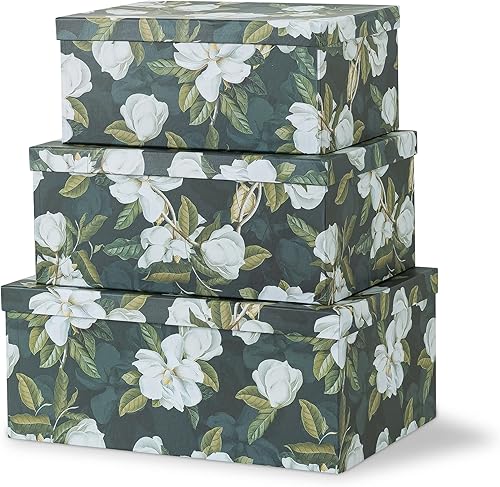 Miniatura 7 de Soul & Lane Cajas de almacenamiento de cartón decorativas con tapas para decoración y organización del hogar, juego de 3 cajas grandes de recuerdo