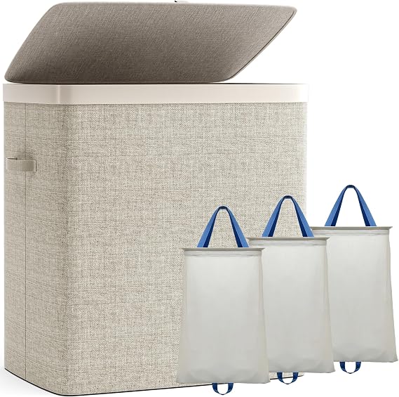 MoraRise 120L Laundry Hamper with 3 Compartments