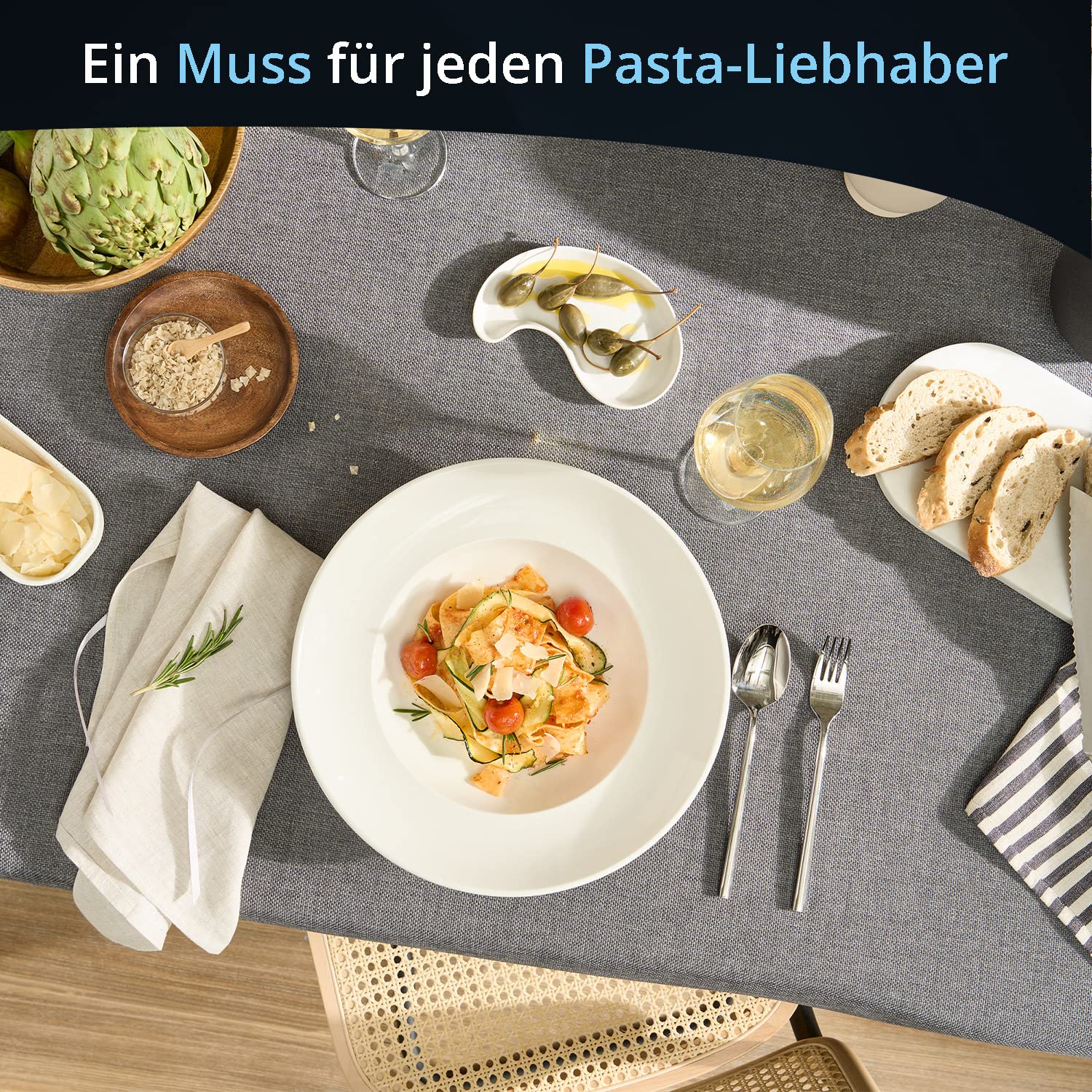 KHG 2er-Set Pastateller, groß mit 30 cm in weiß, Durchmesser, für Zuhause