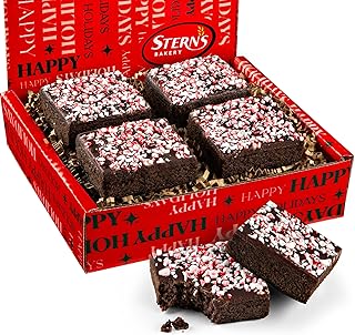 Peppermint Chocolate Brownies Gift Box – 4 Count | Christmas Food Gifts, Stocking Stuffers & Holiday Treats | Corporate Christmas Gifts | Kosher, Dairy Free Nut Free | Stern’s Bakery