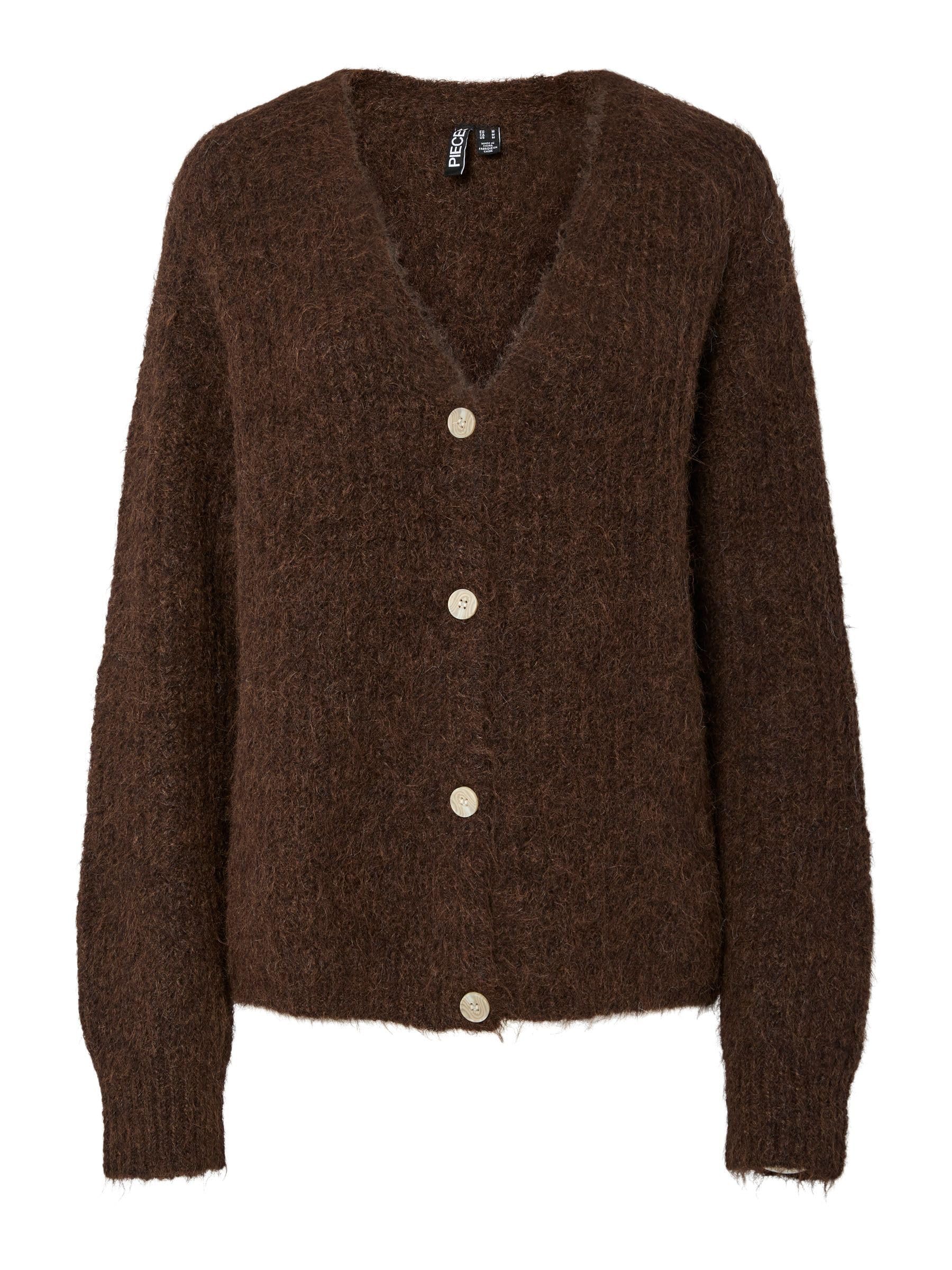 PIECES Pccleo LS V-Neck Knit Cardigan Noos BC, Hot Fudge, XL