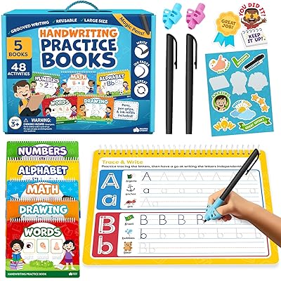 Magic Grooved Writing Practice for Kids - Grooved Handwriting Practice for Kids 5-7 8-10 Magic Copybooks for Kids - Tracing Books for Ages 3-5 - Preschool Learning Activities - 5 Year Old Girl Gift