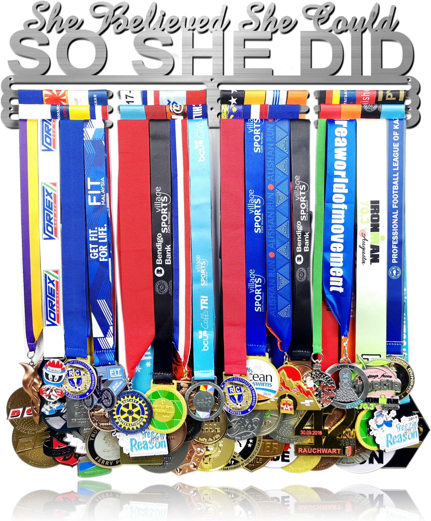 She Believed She Could SO SHE DID Race Medal Holder Wall Hanger,Marathon Runner Medal Display,Running Medal Display, Medal Holder for Wall, Sports Medal Hanger Display Gifts
