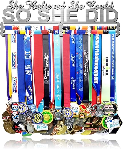 She Believed She Could SO SHE DID Race Medal Holder Wall Hanger,Marathon Runner Medal Display,Running Medal Display, Medal Holder for Wall, Sports Medal Hanger Display Gifts