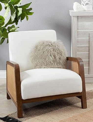 Vista 52 de SARO LIFESTYLE Almohada de lana de cordero mongol 100% con relleno de poliéster, 20 pulgadas, gris