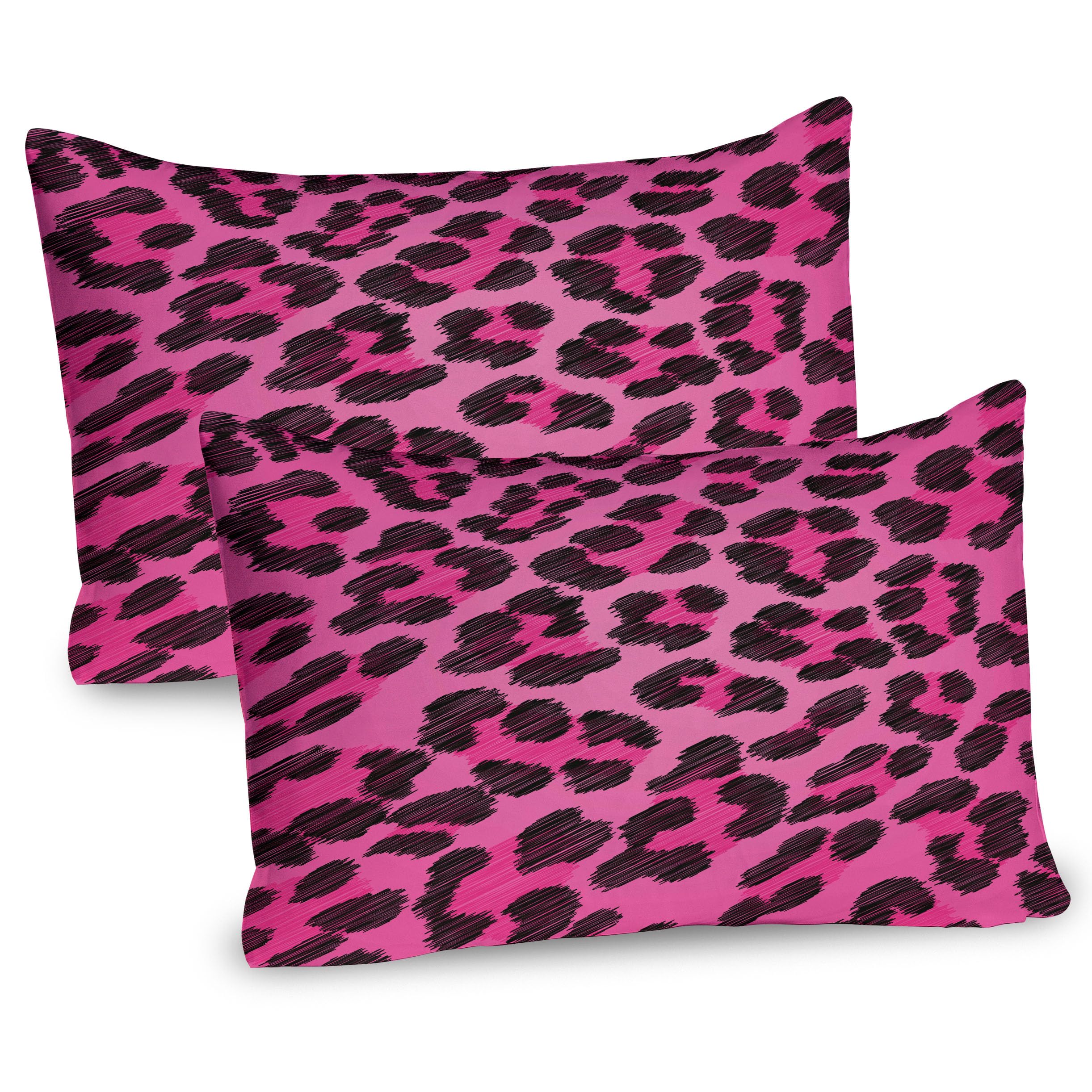 Ambesonne Teen Room Pillow Sham Set of 2, Vibrant Leopard Skin Pattern Fashion Modern Wild and Colors Display Print, Quality Microfiber Bedding Item for All Seasons, 36