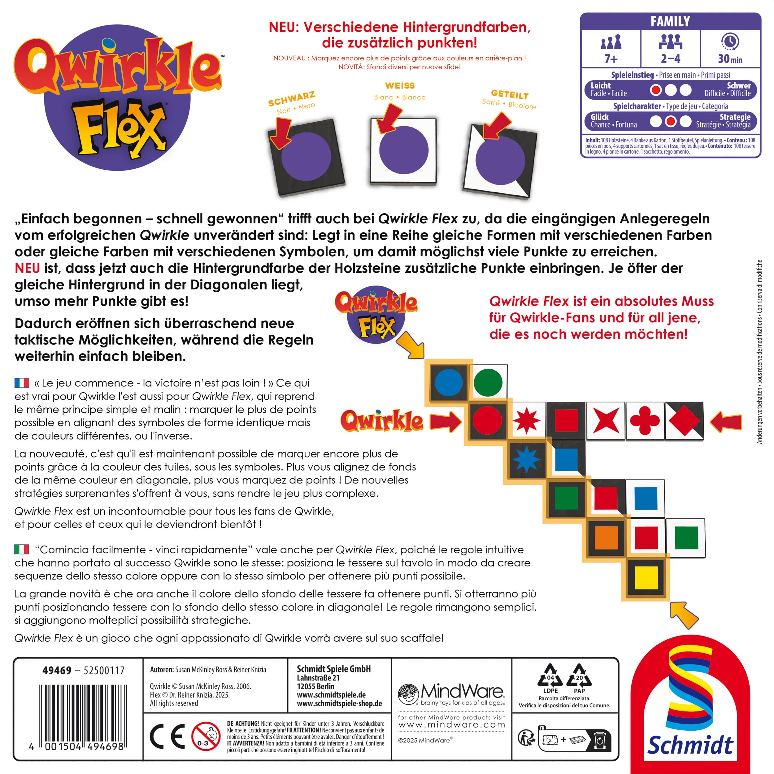 Schmidt Jeux Qwirkle Flex 49469 Jeu de Cartes à partir de 7 Ans