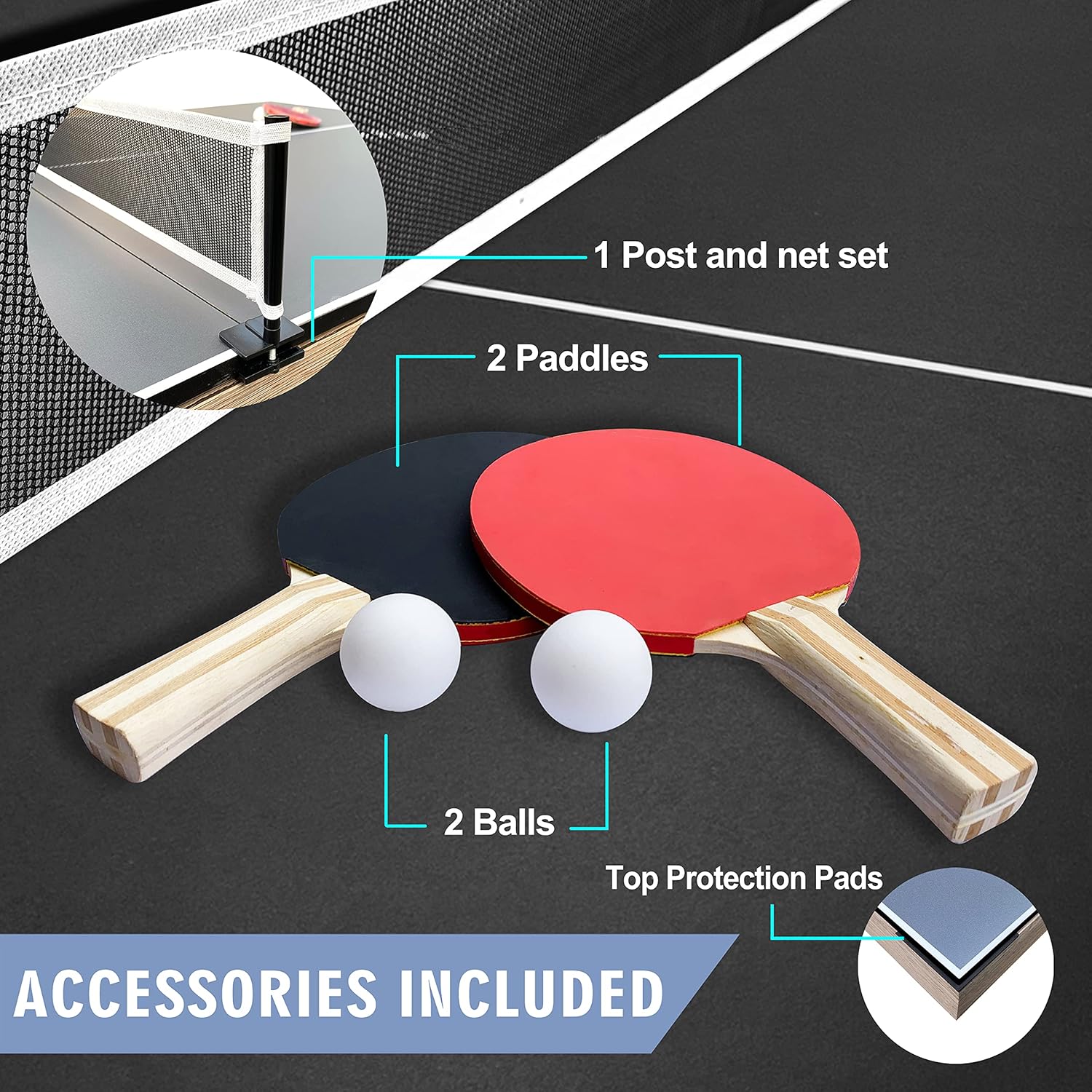Freetime Fun 7-FT 3in1 Rockford Conversion Game Featuring Pool Table with Dining and Table Tennis Tables - Upgraded Accessories Kit Included : Sports & Outdoors