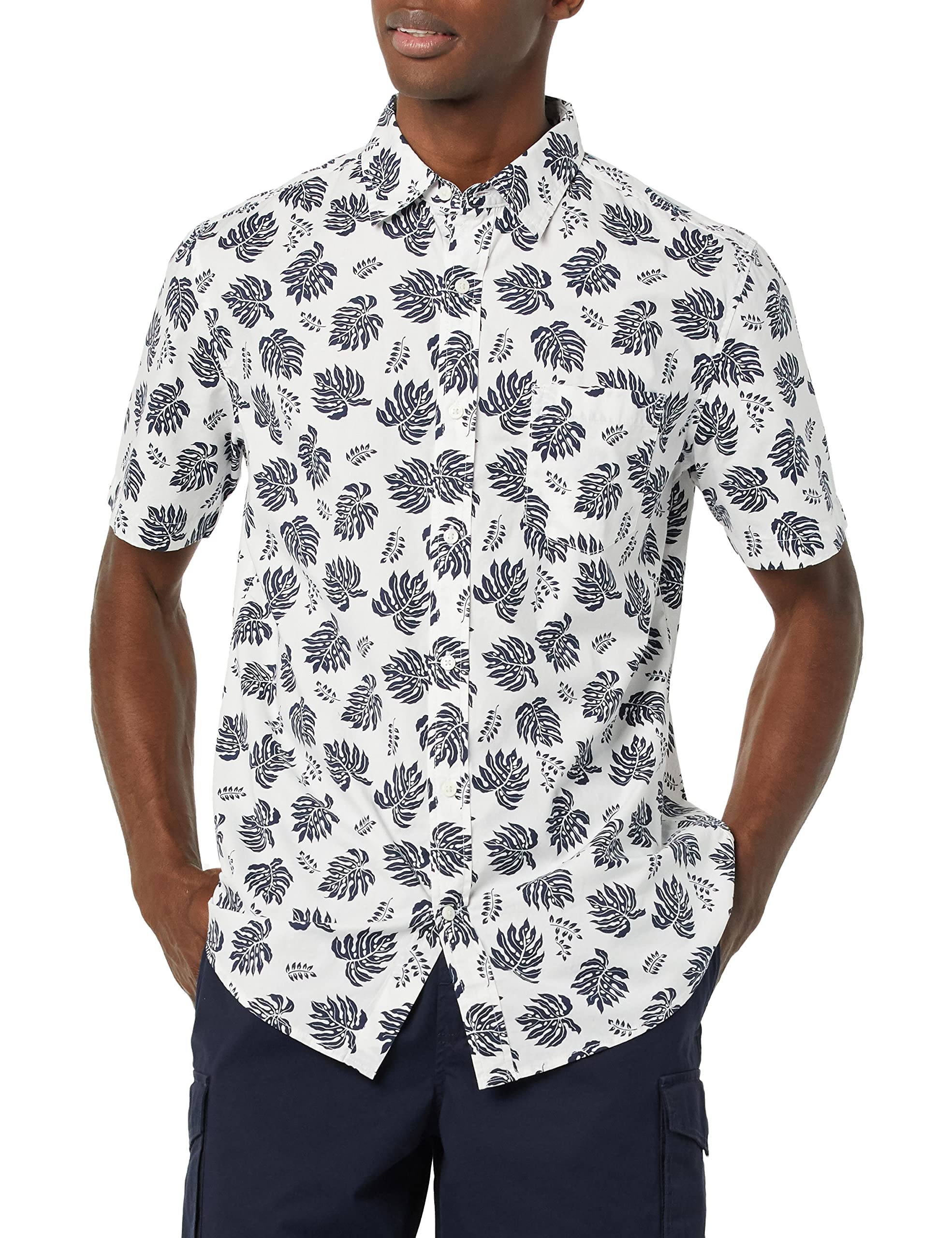 Amazon Essentials Herren Kurzarm-Hemd aus Stretch-Popeline, Normale Passform (in Übergrößen erhältlich)