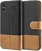 BEZ Mobile Phone Case for iPhone X iPhone XS Mobile Phone Case Protective Cover [Fabric and PU Leather] with Credit Card Holders Black