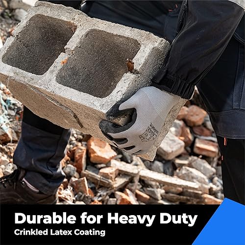 Miniatura 10 de toolant Guantes de trabajo, guantes de goma de látex arrugado para construcción, jardinería, almacén