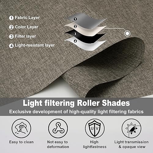 Miniatura 2 de BERISSA Persianas enrollables con filtro de luz para ventana, persianas enrollables de tela con aislamiento térmico para el hogar, dormitorio,