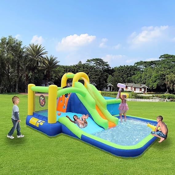 Inflatable Water Slides for Kids 7 in 1 Water Park Backyard